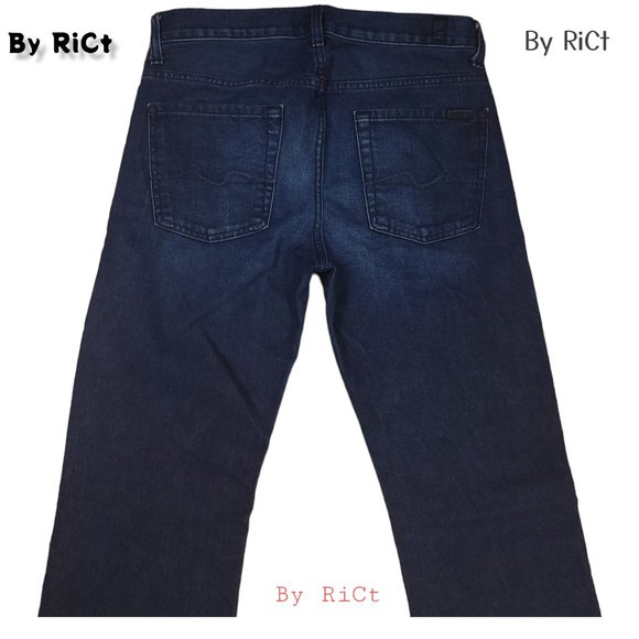 7 For All Mankind Standard Men's Jeans Size 28x34 Blue Denim Low Rise Buttons - Picture 3 of 9